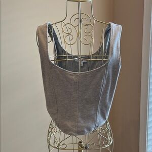 And Now This Women’s Gray Ribbed Women's Crop Top